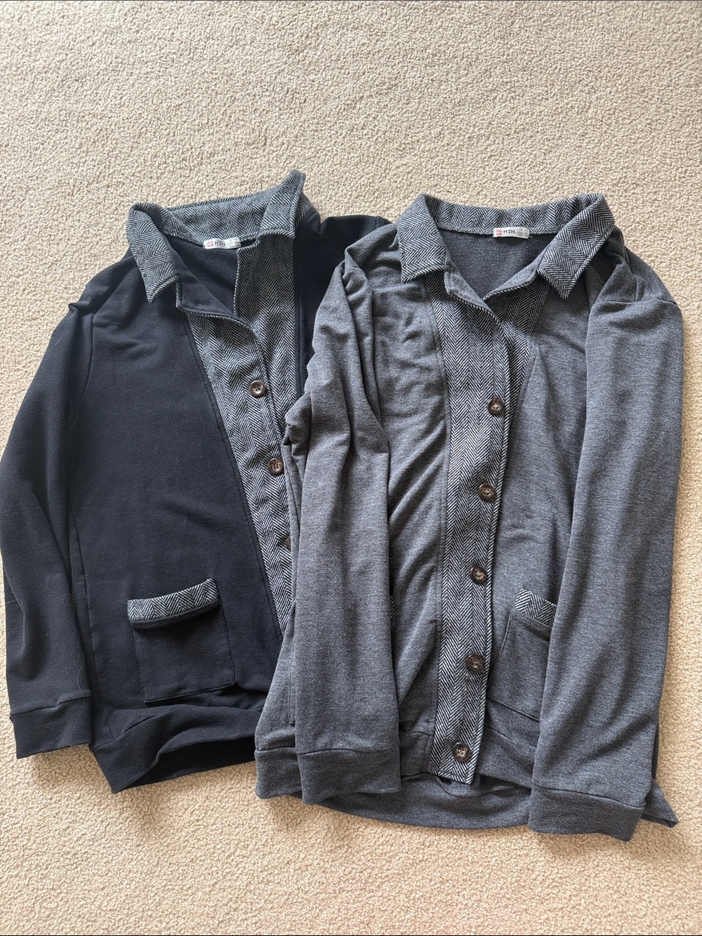 Men's Lightweight Button-Front Shirt Jacket in Gray and Black